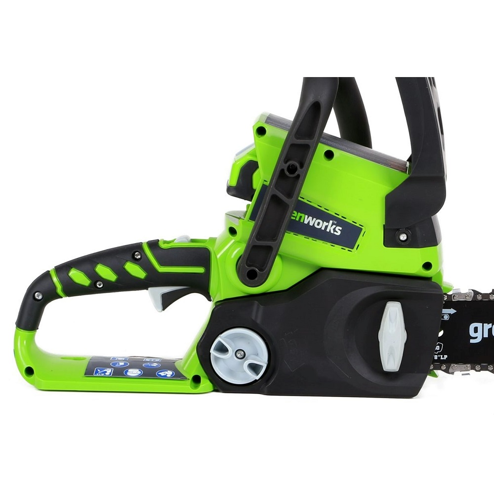 מסור שרשרת חשמלי 10 24v + 2 סוללות 2a + מטען מהיר greenworks