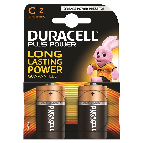 זוג סוללות Duracell &lrm;C Plus Power פלוס פאוור
