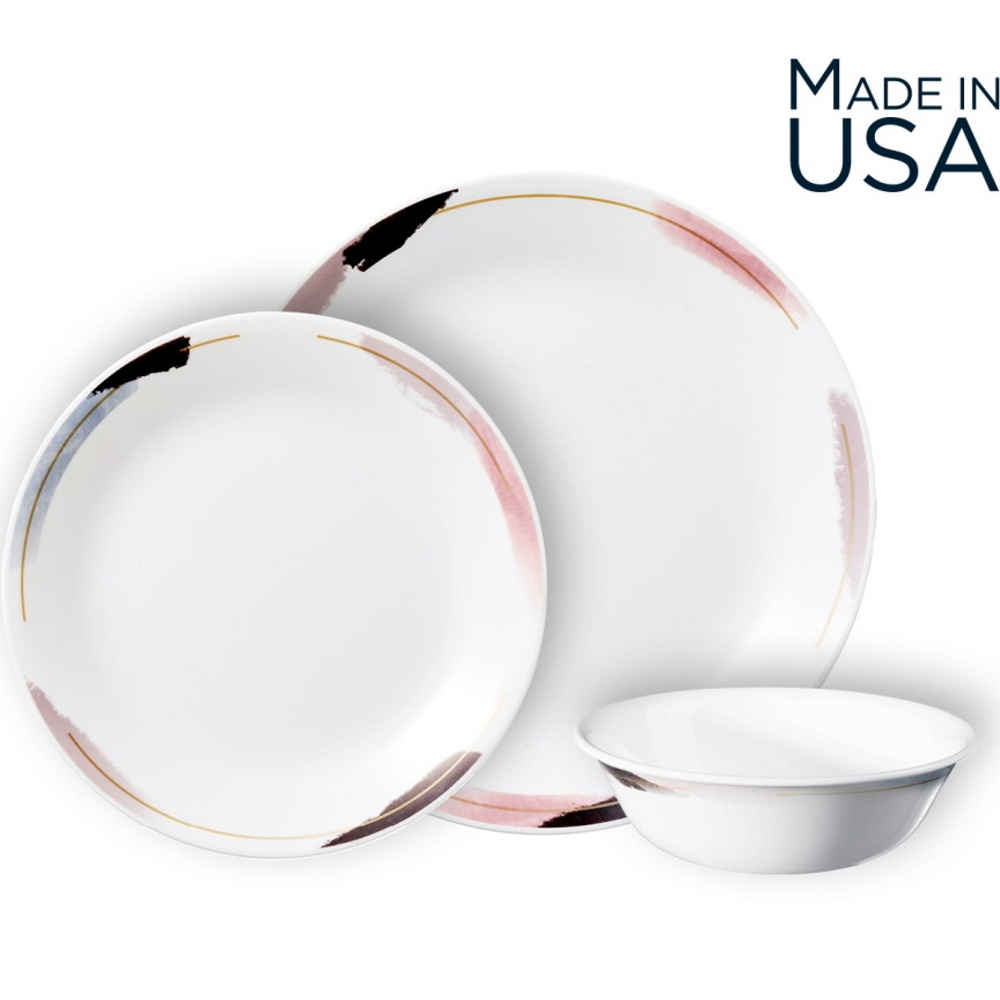 סט צלחות 36 חלקים ל12 סועדים Corning By Corelle &lrm;Chic Brush z35336
