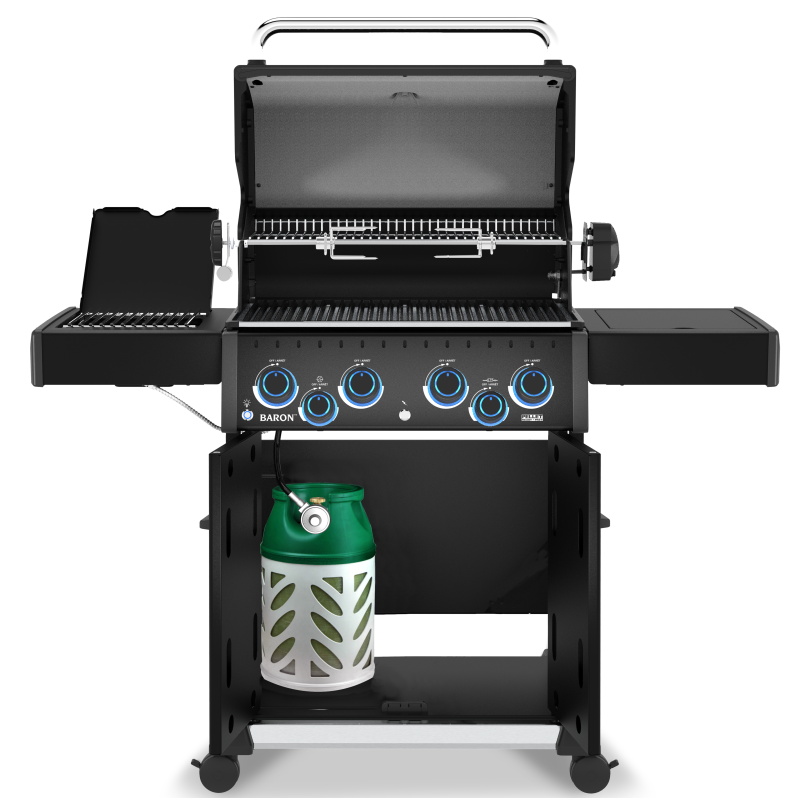 גריל גז 4 מבערים כולל כירת צד ושיפוד מסתובב broil king
