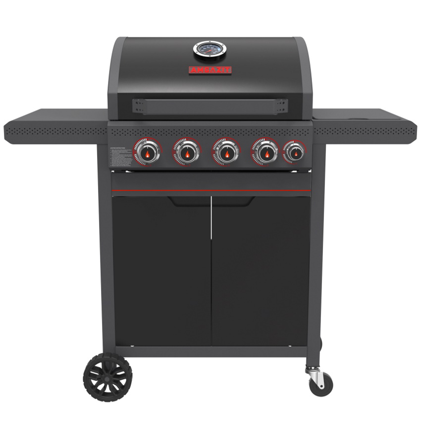 גריל גז 4 מבערים כולל כירת צד Amgazit &lrm;Blueflame 34068
