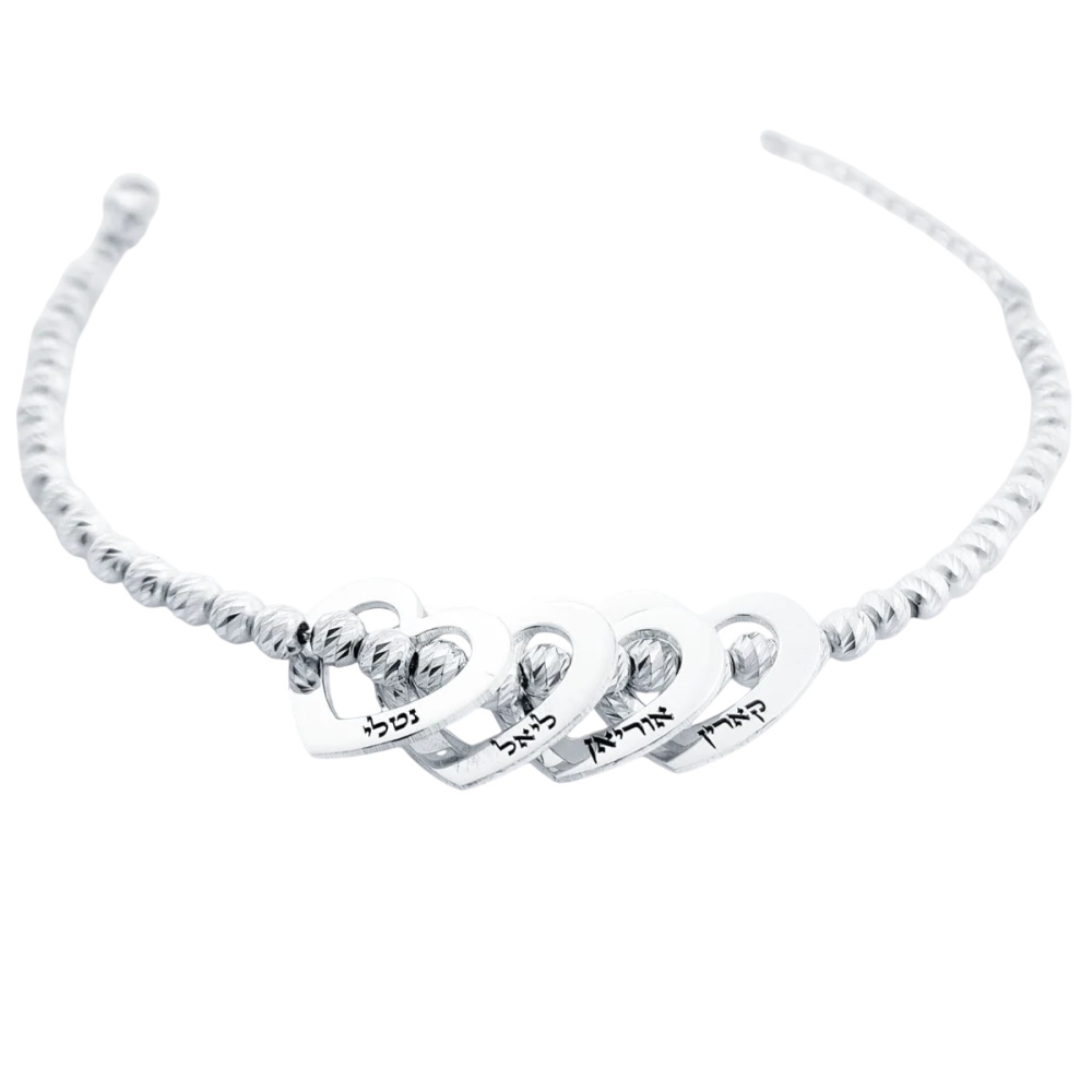 צמיד חרוזים תליוני לב חלולים BL jewelry &lrm;חרוזים כסף 925
