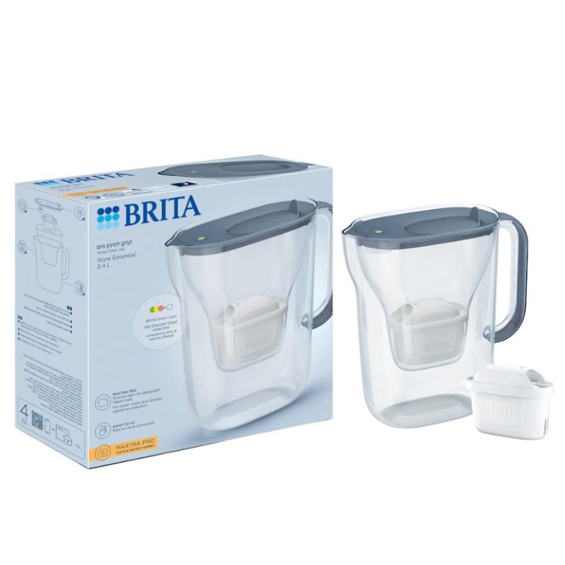 קנקן לסינון מים - 2.4 ליטר כולל פילטר תואם Brita &lrm;Style כחול סערה