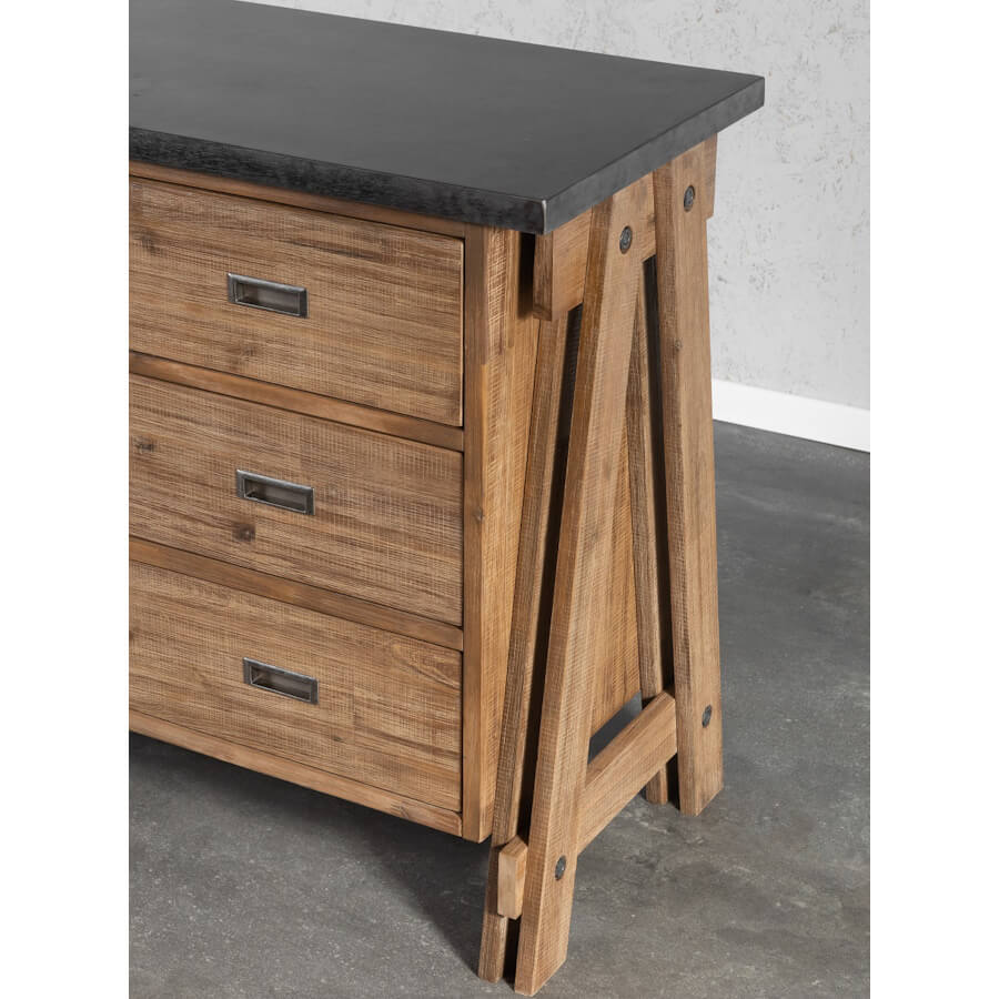 תמונה של קומודה 3 מגירות קולקציית בטון country chic