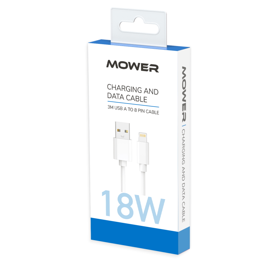 כבל טעינה וסנכרון USB-A ל-Lightning באורך 3 מטר Mower &lrm;562649
