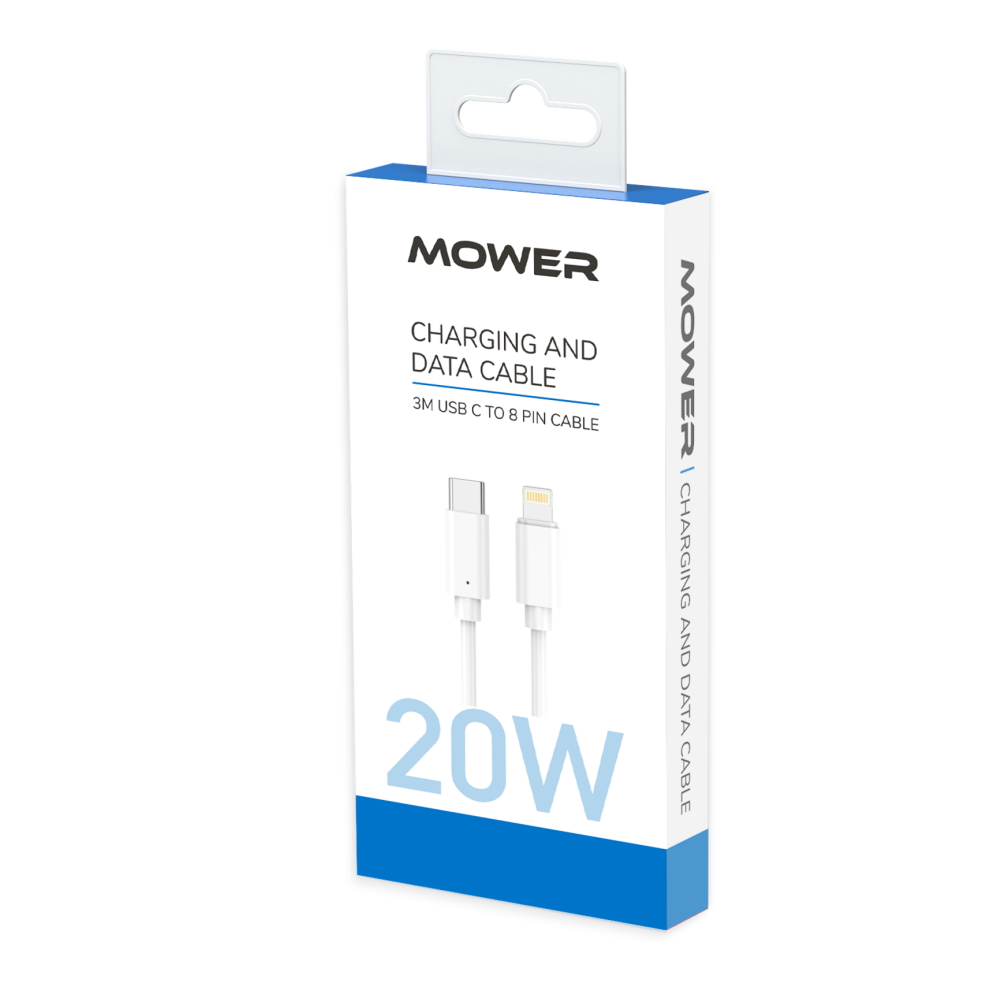כבל טעינה וסנכרון USB-C ל-Lightning באורך 3 מטר Mower &lrm;562652