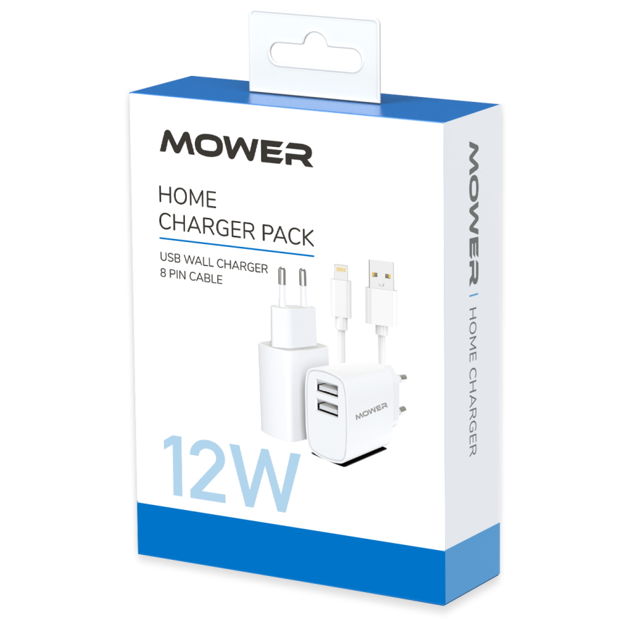 ראש מטען 12W כולל 2 יציאות USB-A וכבל Mower Lightning &lrm;572881