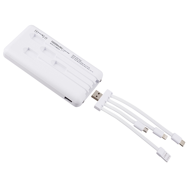 סוללת גיבוי ניידת 10,000mah כולל 4 כבלים נשלפים וצג דיגיטלי p-bank