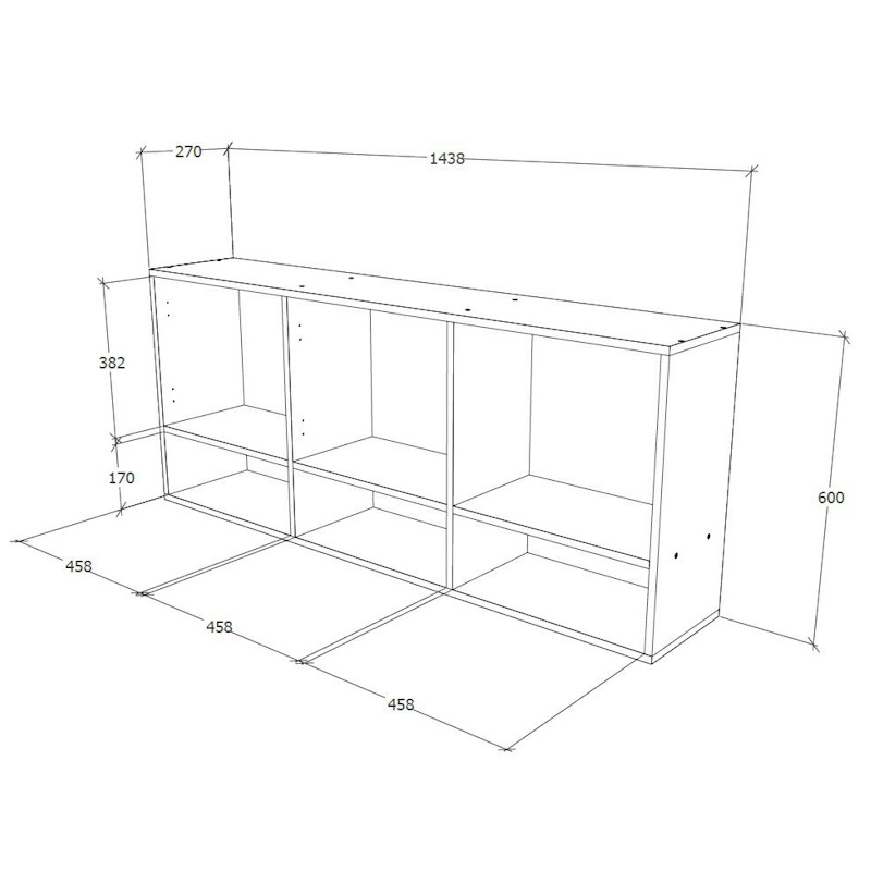ארון שירות למטבח 1.44 מטר כולל 3 דלתות tudo design