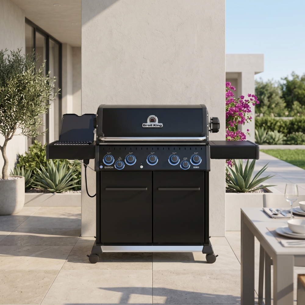 גריל גז 5 מבערים כולל כירת צד ושיפוד מסתובב broil king