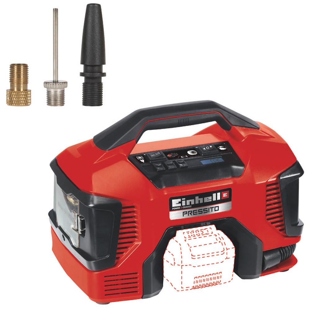קומפרסור היברידי נטען 18v כולל סוללה ומטען einhell