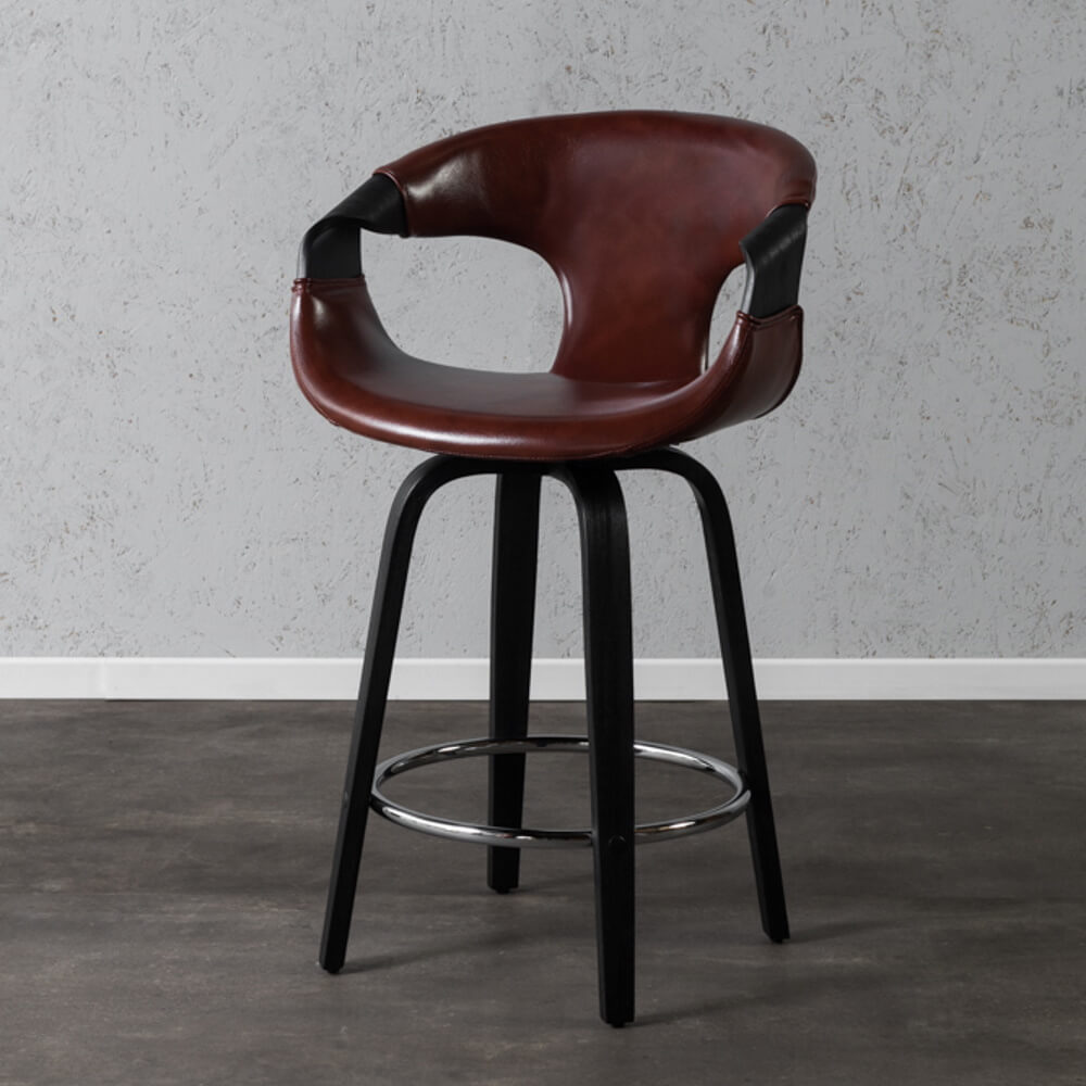 כסא בר מעוצב Country Chic &lrm;JY3185X-M-Brown-PU