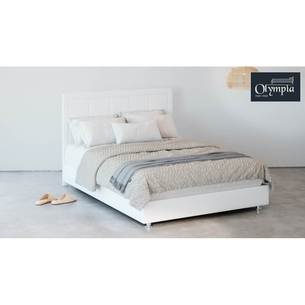 מיטה זוגית מרופדת כולל מזרן וארגז מצעים olympia