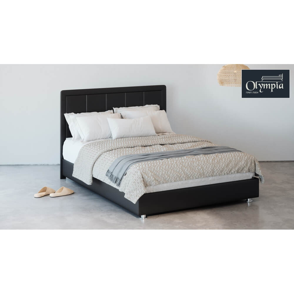 מיטה זוגית מרופדת כולל מזרן וארגז מצעים olympia