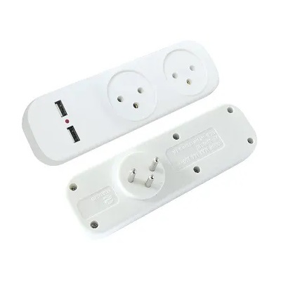מפצל 2 יציאות כולל 2 שקעי הטענה Electro Hanan USB &lrm;61022