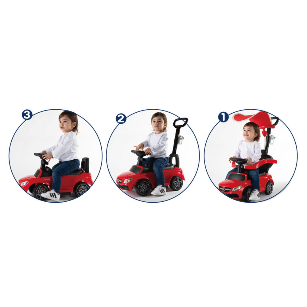 בימבה מרצדס מדליקה כולל מוט דחיפה וגגון 3 ב-1 iam