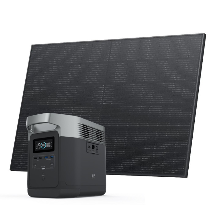 סט תחנת כוח ניידת 1.8kw 1kwh ופאנל סולארי משוריין ecoflow 400w