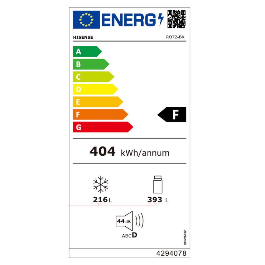 תווית אנרגיה - rq72-bk נירוסטה מושחרת hisense