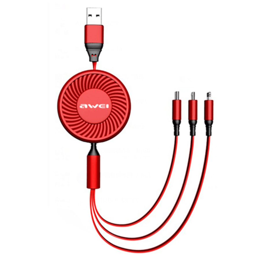 כבל 3 ב-1 Type-C/Lightning/Micro ל Awei USB-A &lrm;CL-136