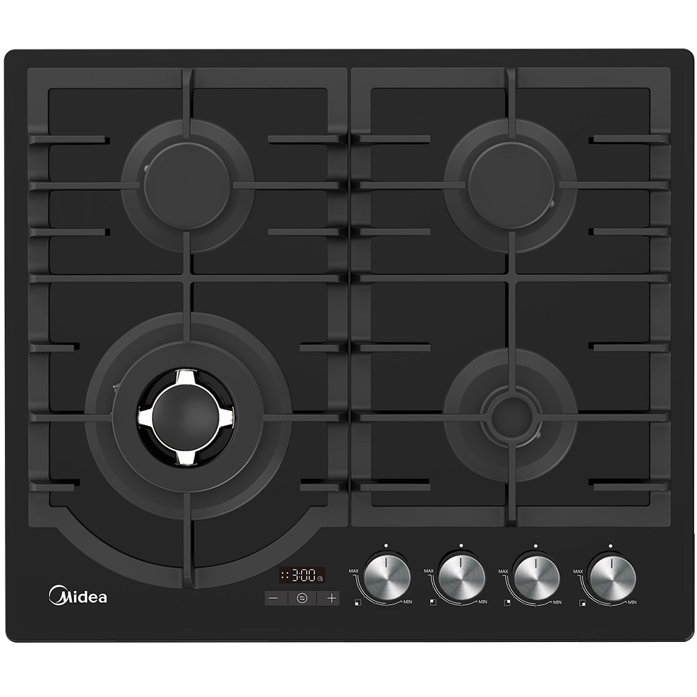 כיריים גז 4 להבות זכוכית כולל טיימר דיגיטלי midea