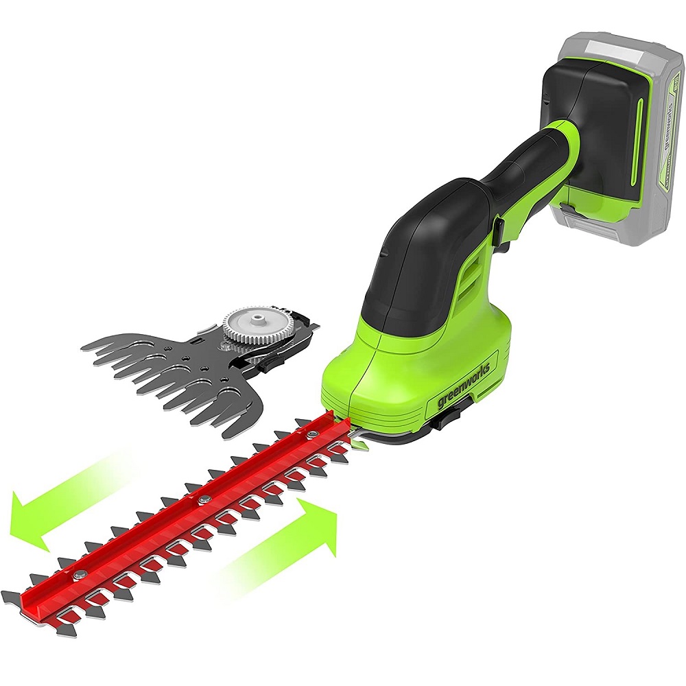 מגזמת עיצוב שיחים כולל קוצץ שולים 24V גוף בלבד Greenworks &lrm;99504-6 (גוף בלבד)