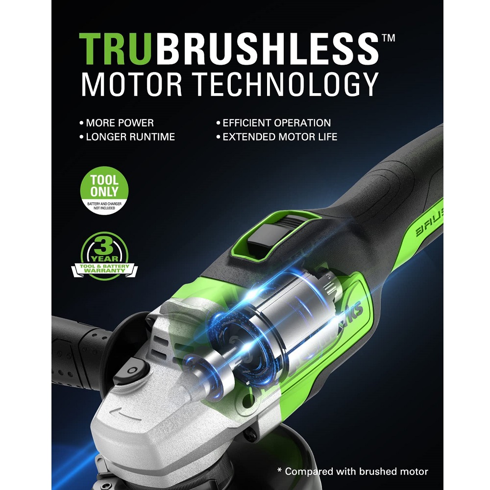 תמונה של משחזת זוית 5 כולל סוללת 4.0ah ומטען מהיר greenworks