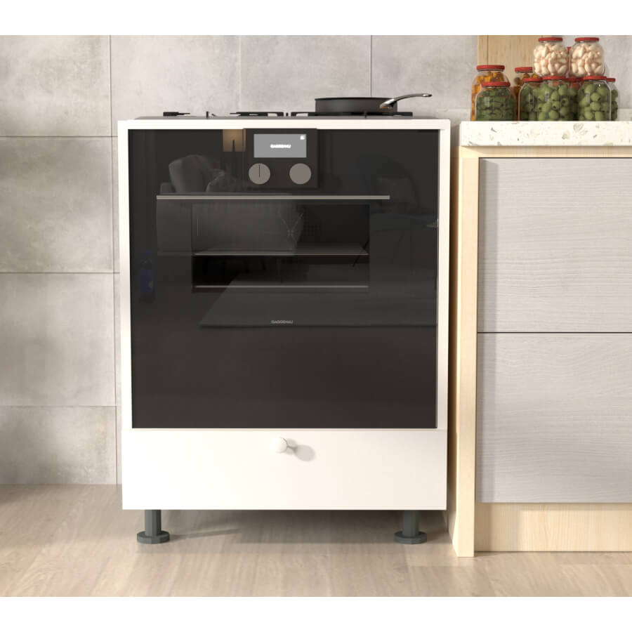 ארון שירות לתנור בנוי וכיריים על רגליות Tudo Design &lrm;ערבה לבן