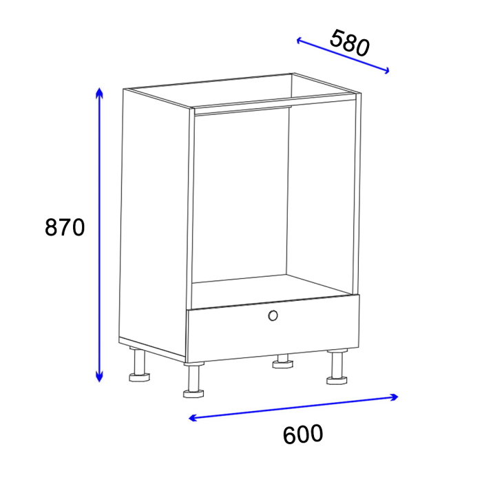 ארון שירות לתנור בנוי וכיריים על רגליות tudo design