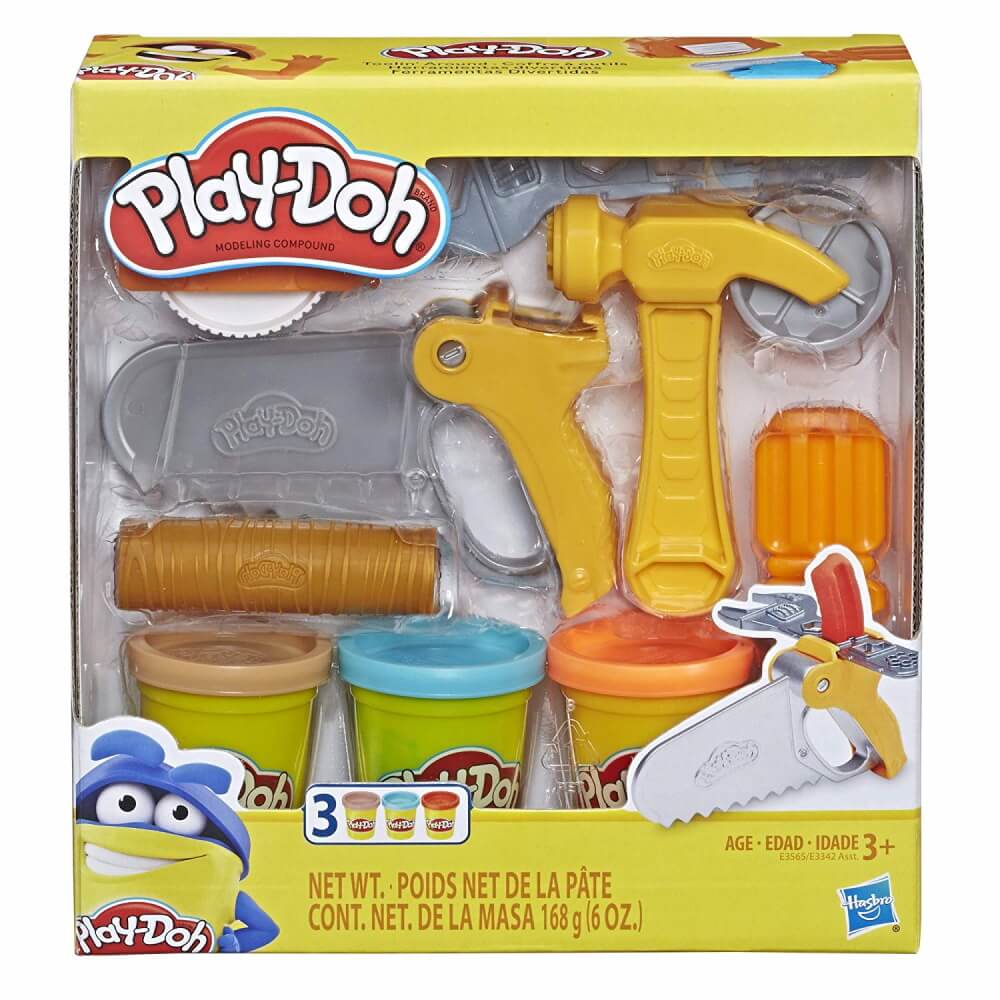 סרטון - ערכת בצק כלי עבודה play doh  פליידו  toy tools set