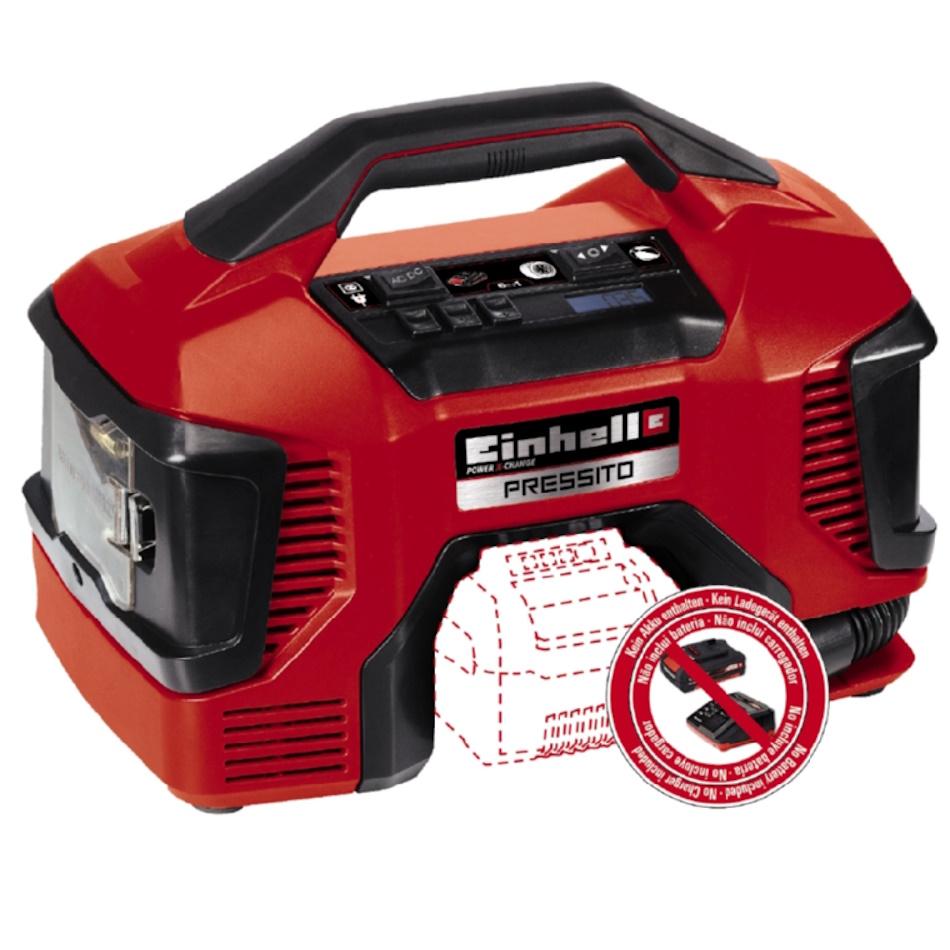 קומפרסור היברידי נטען 18v כולל סוללה ומטען einhell