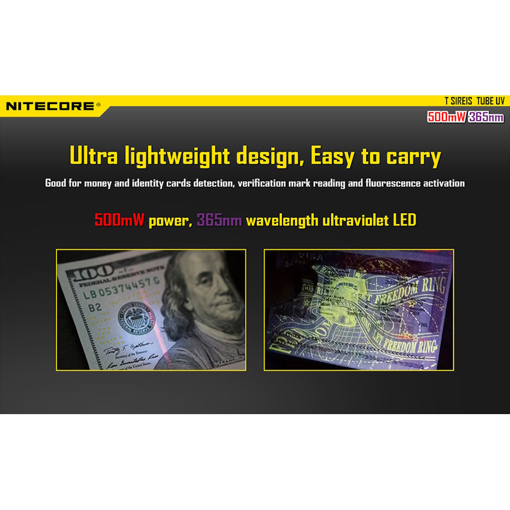 פנס כיס uv ‏נטען nitecore