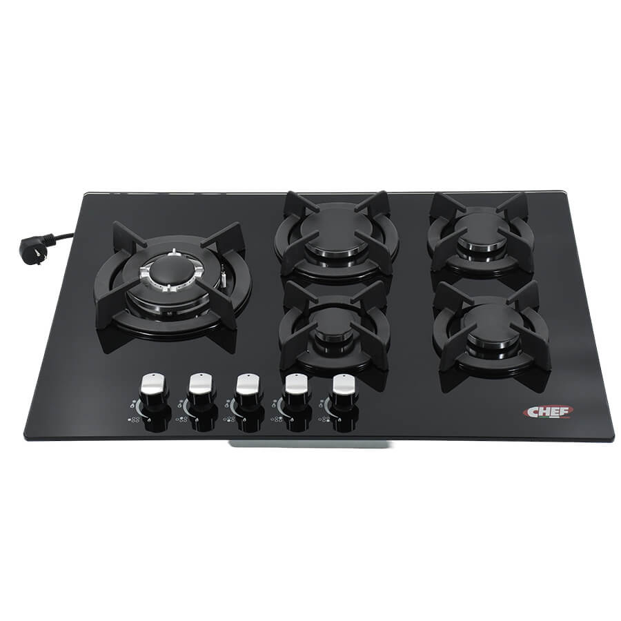כיריים גז - 5 מבערים Chef &lrm;705ci-GB שחור