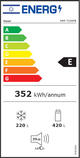 תווית אנרגיה - open space inverter hrf-7100fbk haier
