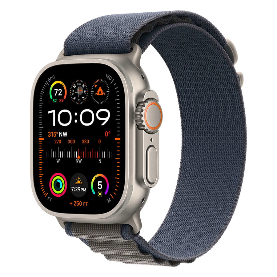 watch ultra 2 49mm gps + cellular - titanium case + blue alpine loop apple