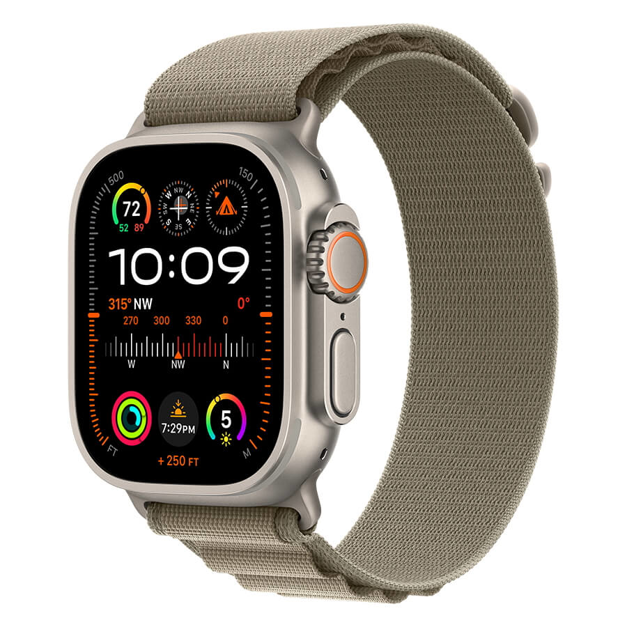 watch ultra 2 49mm gps + cellular - titanium case + olive alpine loop apple