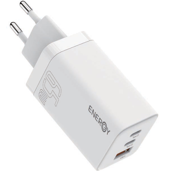 ראש מטען 65W כולל כבל Energy USB Type C To C &lrm;Premium 2C+1QC PD65W