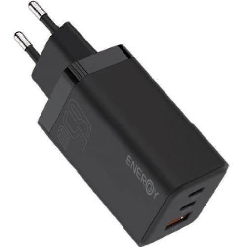 ראש מטען 65W כולל כבל Energy USB Type C To C &lrm;Premium 2C+1QC PD65W שחור
