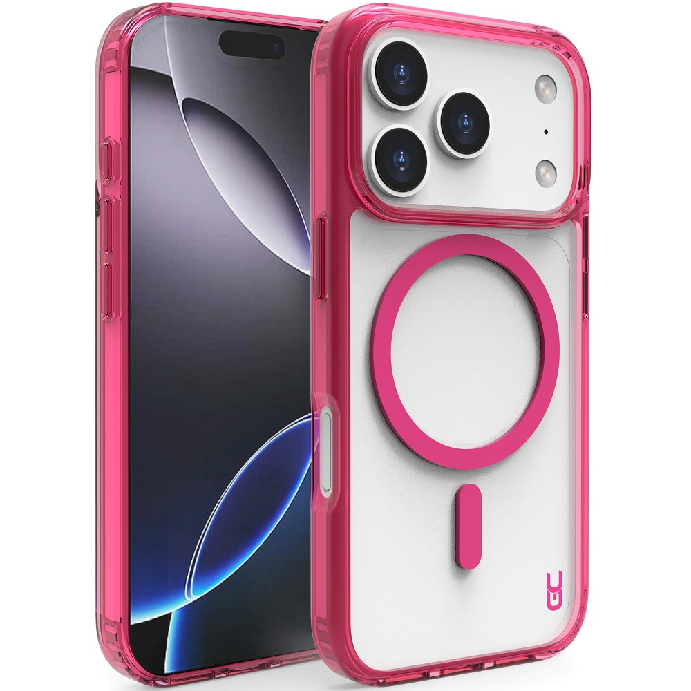 מגן כיסוי קשיח שקוף תומך MagSafe עבור Gripcase iPhone 17 Pro &lrm;Crystal MagSafe iPhone 17 Pro ורוד