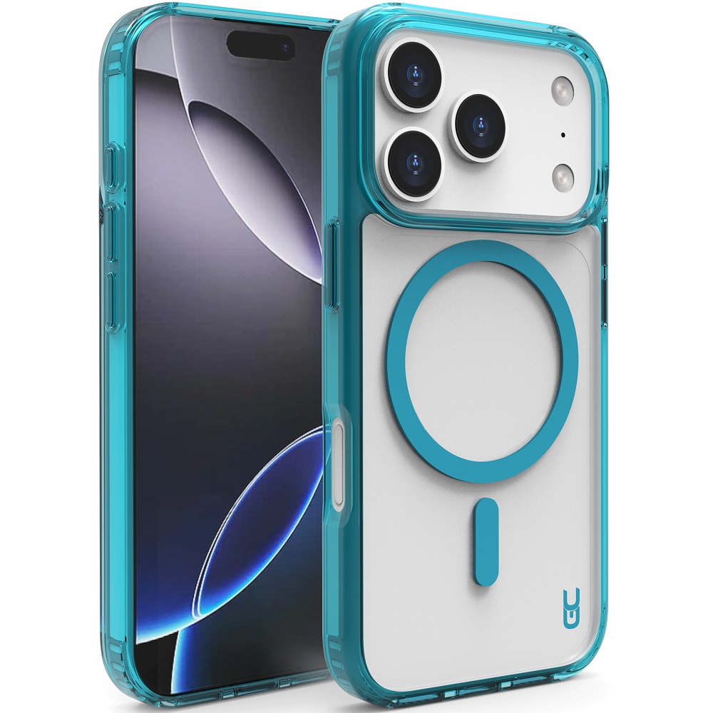 מגן כיסוי קשיח שקוף תומך MagSafe עבור Gripcase iPhone 17 Pro &lrm;Crystal MagSafe iPhone 17 Pro כחול