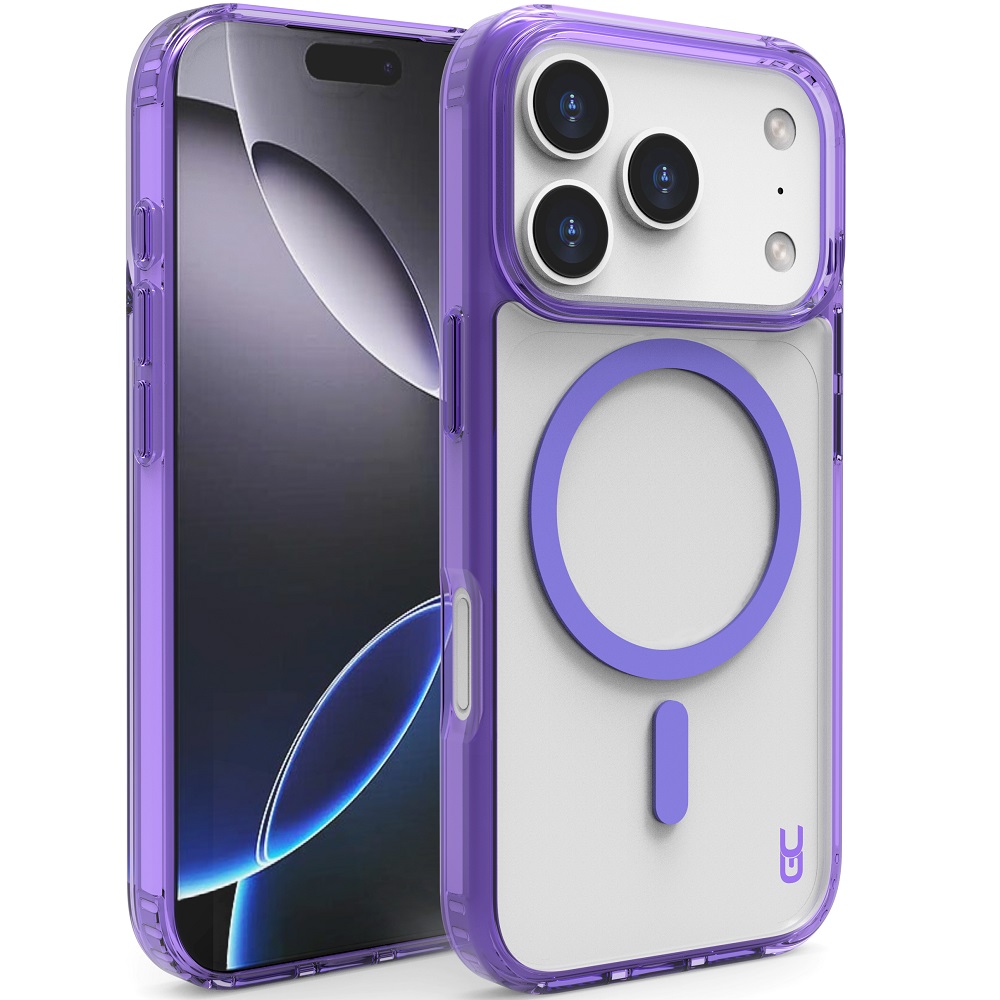 מגן כיסוי קשיח שקוף תומך MagSafe עבור Gripcase iPhone 17 Pro &lrm;Crystal MagSafe iPhone 17 Pro סגול