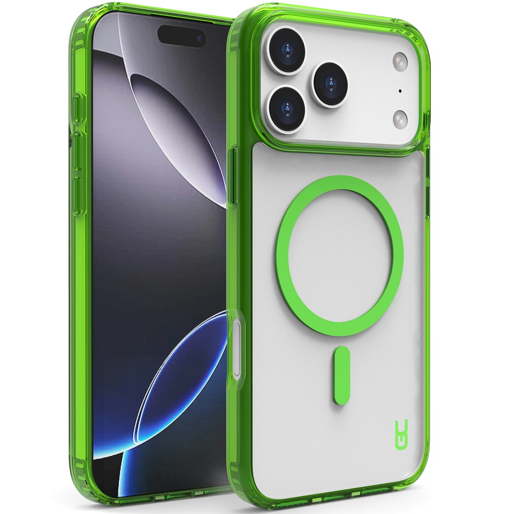 מגן כיסוי קשיח שקוף תומך MagSafe עבור Gripcase iPhone 17 Pro Max &lrm;Crystal MagSafe iPhone 17 Pro Max ירוק