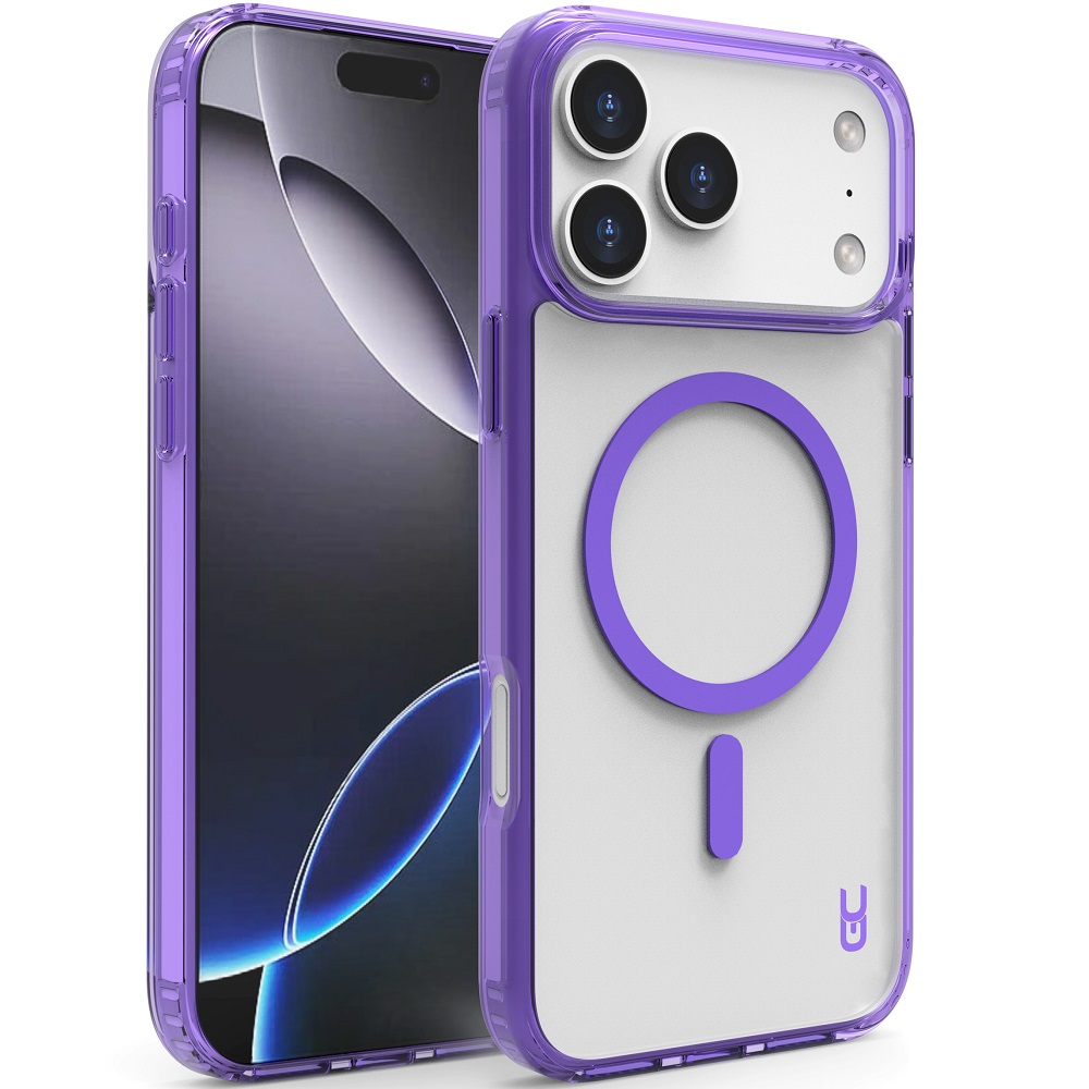 מגן כיסוי קשיח שקוף תומך MagSafe עבור Gripcase iPhone 17 Pro Max &lrm;Crystal MagSafe iPhone 17 Pro Max סגול
