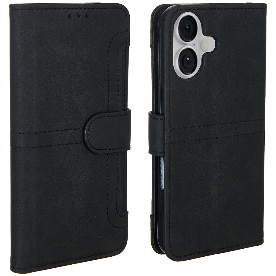 מגן כיסוי ספר עבור Gripcase iPhone 17 &lrm;Pouchino TASCA iPhone 17 שחור
