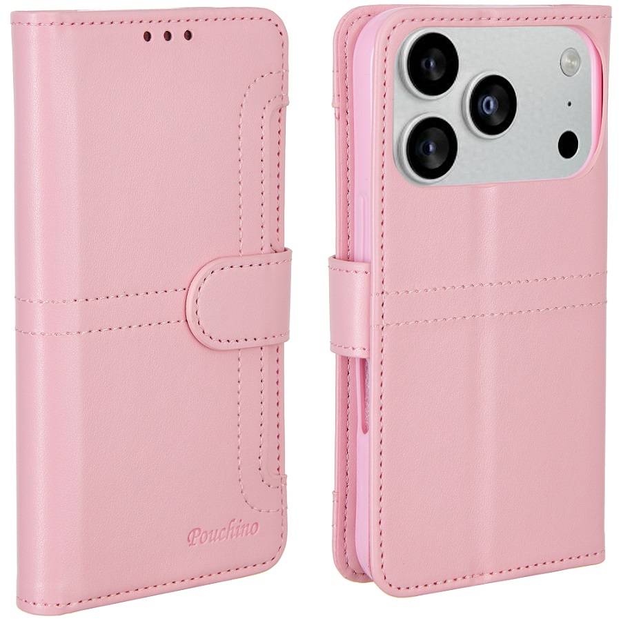 מגן כיסוי ספר עבור Gripcase iPhone 17 Pro &lrm;Pouchino TASCA iPhone 17 Pro ורוד