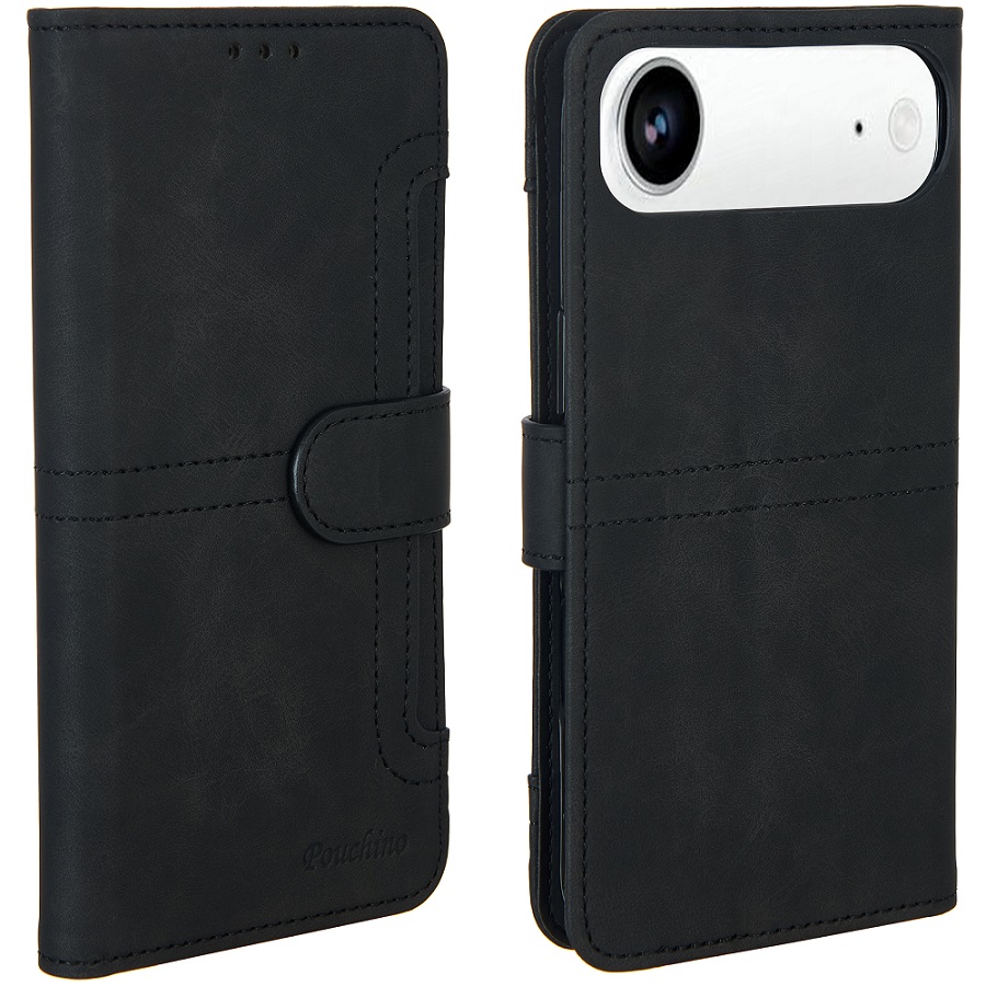 מגן כיסוי ספר עבור Gripcase iPhone 17 Air &lrm;Pouchino TASCA iPhone 17 Air שחור