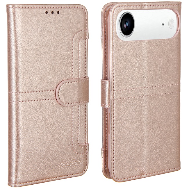 מגן כיסוי ספר עבור Gripcase iPhone 17 Air &lrm;Pouchino TASCA iPhone 17 Air רוז גולד