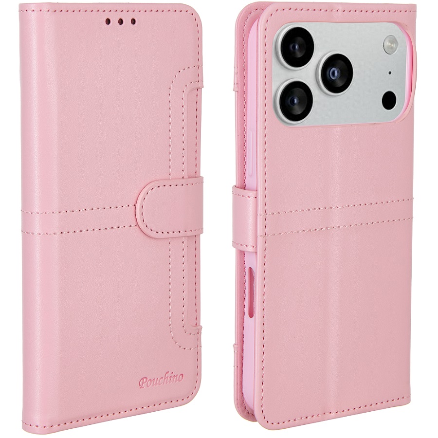 מגן כיסוי ספר עבור Gripcase iPhone 17 Pro Max &lrm;Pouchino TASCA iPhone 17 Pro Max ורוד