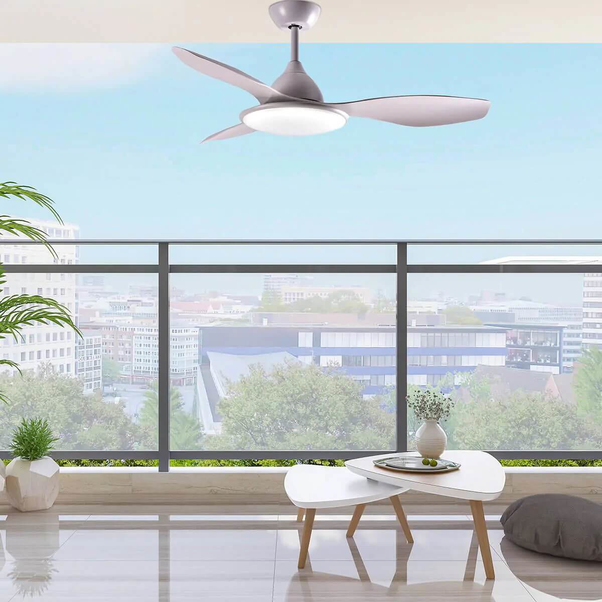 מאוורר תקרה 52 מוגן מים כולל שלט ותאורת led 36w cct מתחלפת semicom