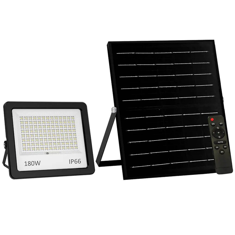 תאורת הצפה סולארית 180W כולל פאנל סולארי ושלט Semicom &lrm;SOLA IP66 180W
