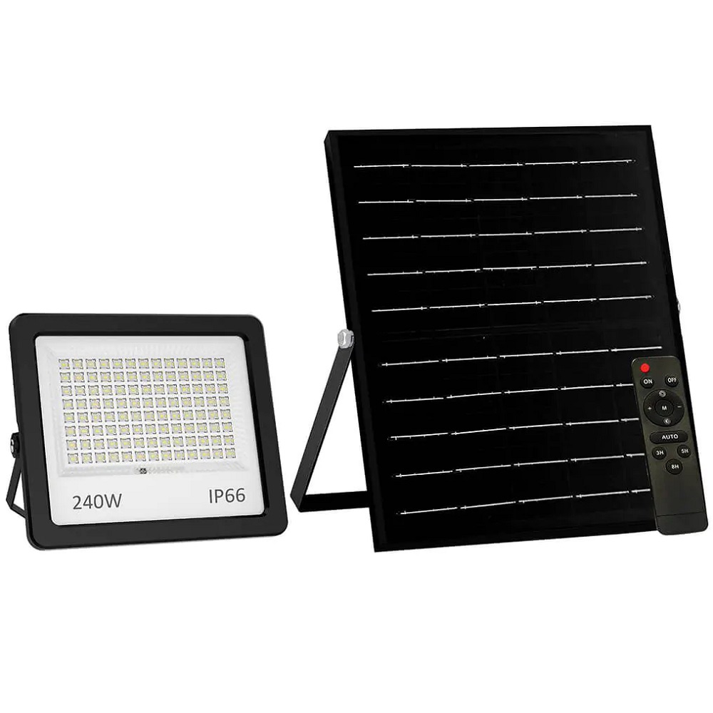 תאורת הצפה סולארית 240W כולל פאנל סולארי ושלט Semicom &lrm;SOLA IP66 240W
